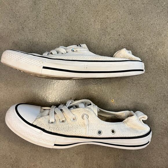 Converse Chuck Taylor Shorline low pro slip on white knit shoes womens size 7 - Picture 7 of 8